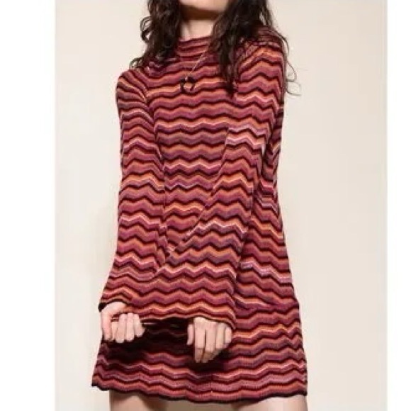 Free People Ziggy Bell Sleeve Stripe Sweater Dress - Picture 3 of 9
